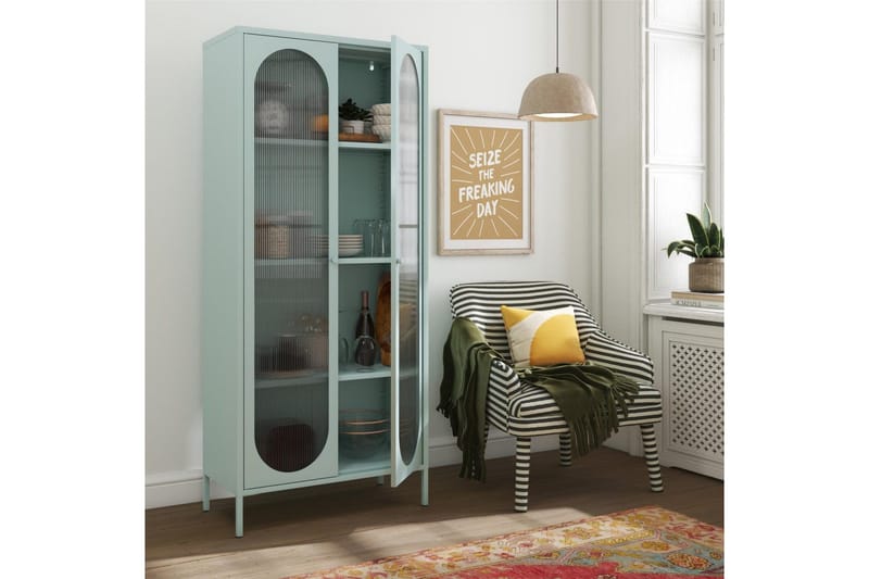 Høyskap Luna Himmelblå - Himmelblå - Oppbevaring - Skap - Vitrineskap