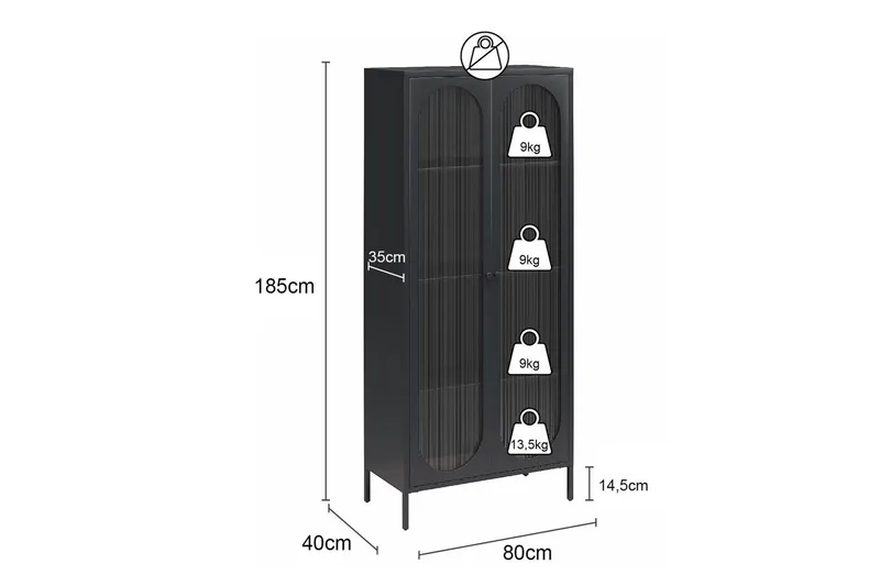 Høyskap Luna Himmelblå - Himmelblå - Oppbevaring - Skap - Vitrineskap
