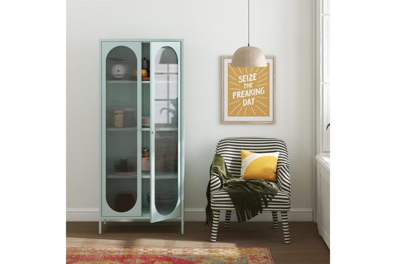 Høyskap Luna Himmelblå - Himmelblå - Oppbevaring - Skap - Vitrineskap
