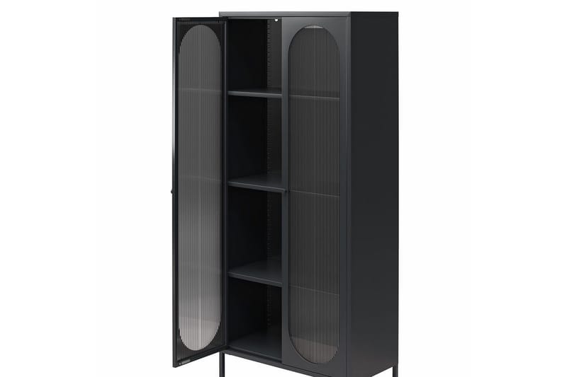Høyskap Luna Svart - Svart - Oppbevaring - Skap - Vitrineskap