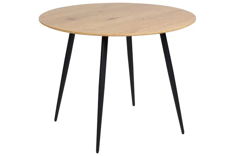 Habbe Spisebord 100 cm Rund, Lys Brun/Sort