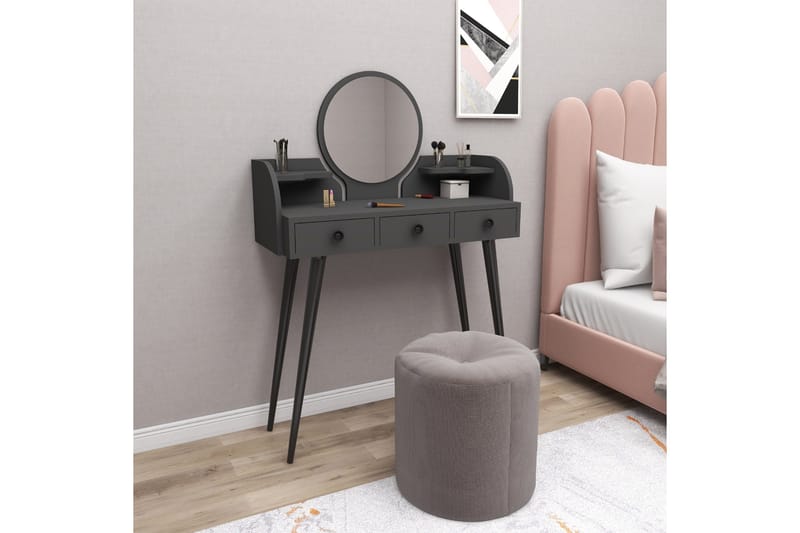 Habiba Sminkebord 93,6 cm - Antrasitt - Møbler - Bord - Sminkebord & toalettbord - Sminkebord med speil