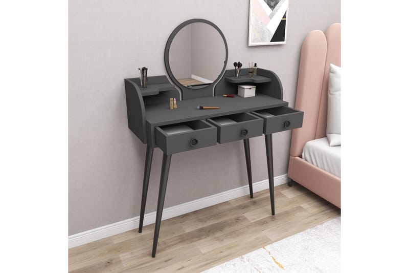 Habiba Sminkebord 93,6 cm - Antrasitt - Møbler - Bord - Sminkebord & toalettbord - Sminkebord med speil