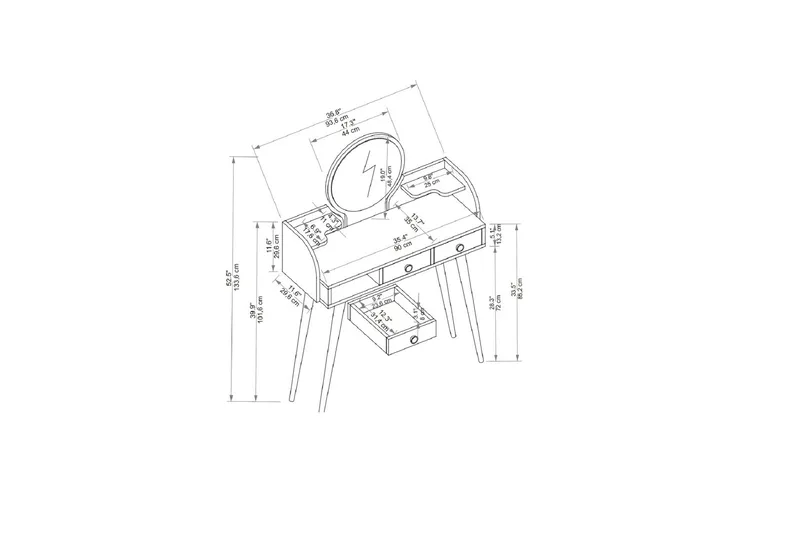 Habiba Sminkebord 93,6 cm - Antrasitt - Møbler - Bord - Sminkebord & toalettbord