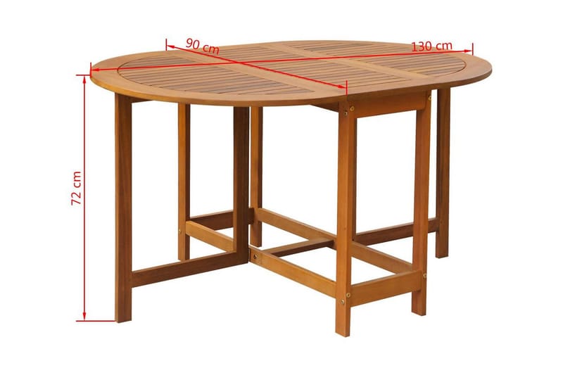 Hagebord 130x90x72 cm heltre akasie - Akasie - Sammenleggbart bord