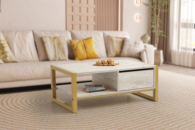 Haldizen Sofabord 105 cm - Gull/Marmor - Møbler - Bord - Sofabord