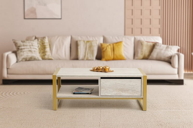 Haldizen Sofabord 105 cm - Gull/Marmor - Møbler - Bord - Sofabord