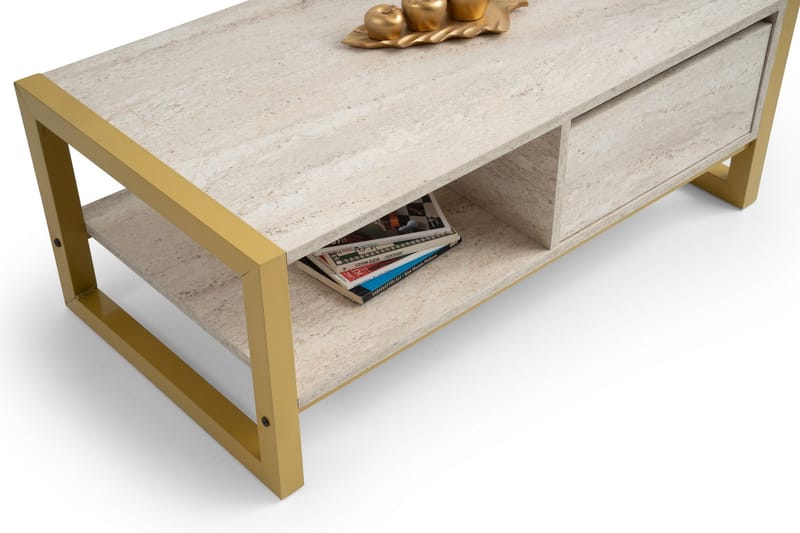 Haldizen Sofabord 105 cm - Gull/Marmor - Møbler - Bord - Sofabord