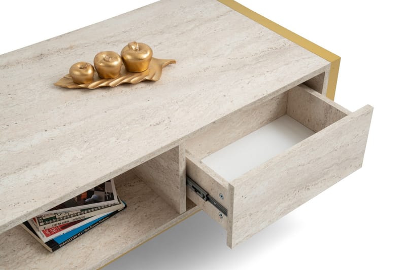 Haldizen Sofabord 105 cm - Gull/Marmor - Møbler - Bord - Sofabord