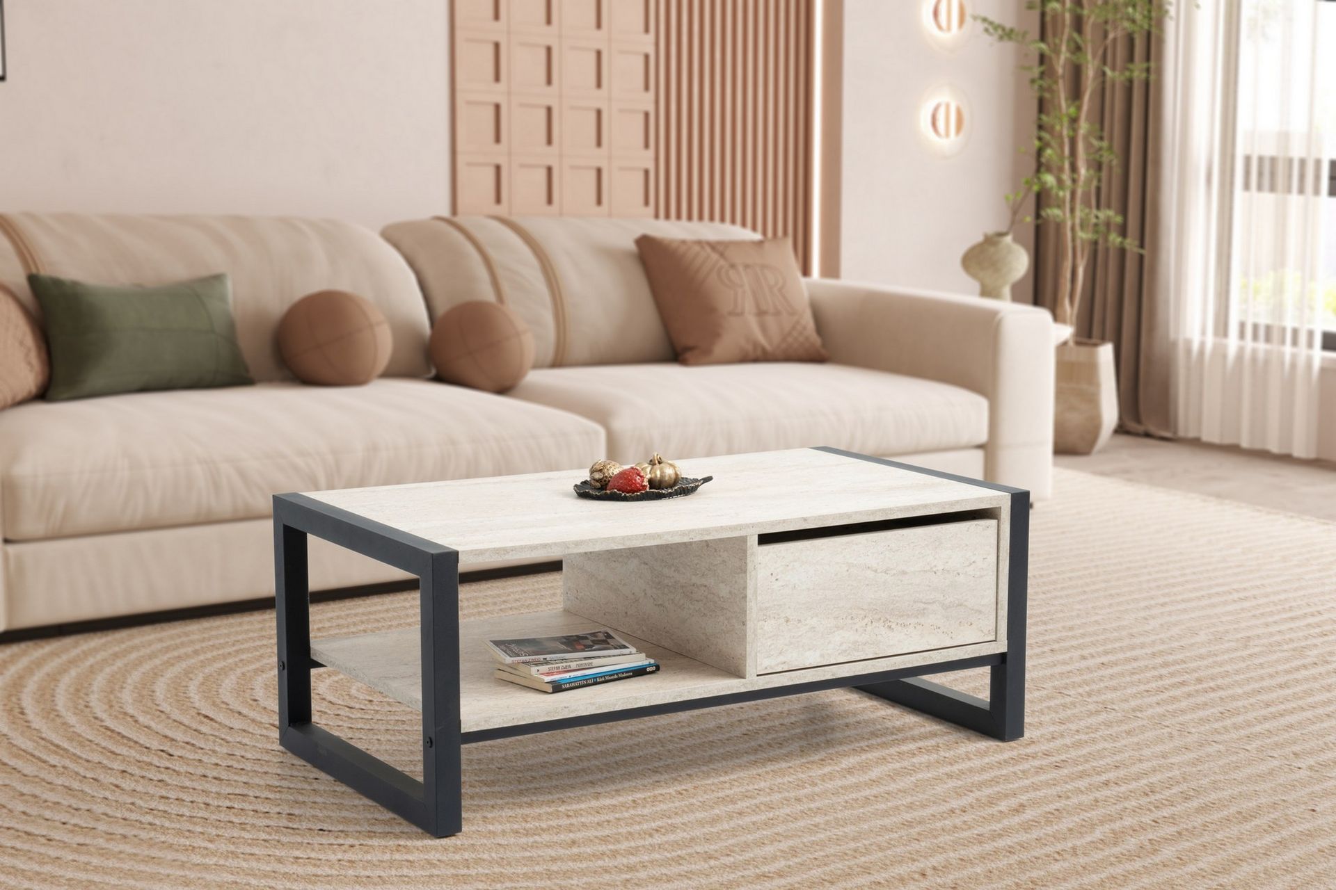 Haldizen Sofabord 105 cm - Svart/Marmor - Møbler - Bord - Sofabord