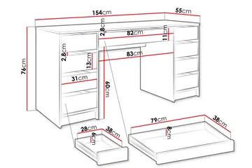 Harland Sminkbord 154 cm - Hvit - Møbler - Bord - Sminkebord & toalettbord