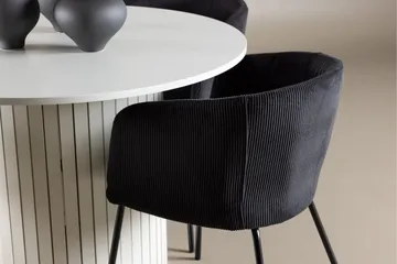Härön Spisegruppe 110 cm rund med 4 Berit stoler - Hvit/Svart - Møbler - Bord - Spisegrupper