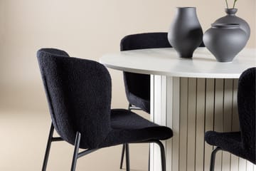 Härön Spisegruppe 110 cm rund med 4 Modesto stoler - Hvit/Svart - Møbler - Bord - Spisegrupper