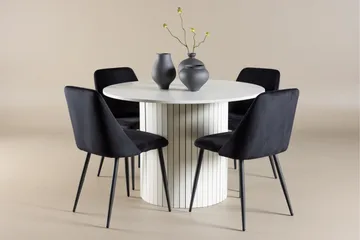 Härön Spisegruppe 110 cm rund med 4 Night stoler - Hvit/Svart - Møbler - Bord - Spisegrupper