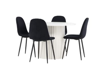 Härön Spisegruppe 110 cm Rund med 4 Polar stoler - Hvid/Sort - Møbler - Bord - Spisegrupper