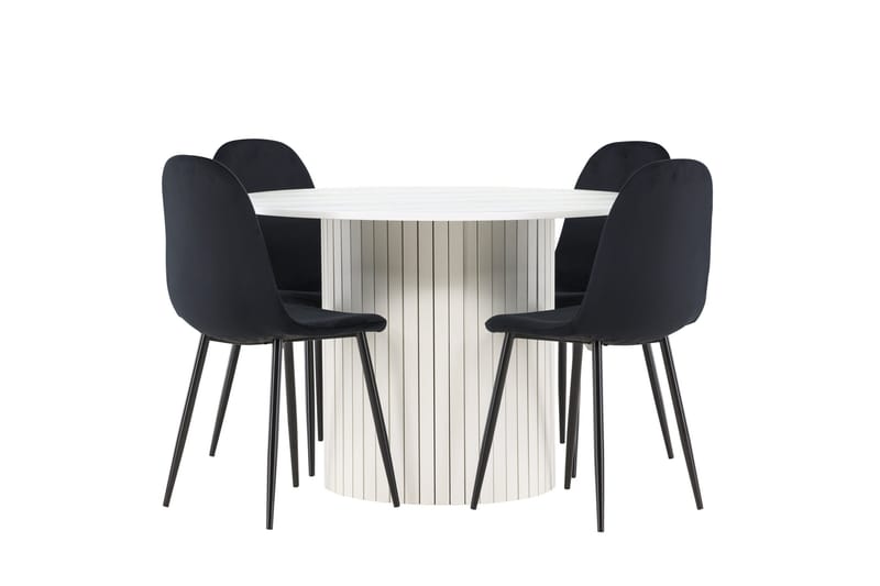 Härön Spisegruppe 110 cm Rund med 4 Polar stoler - Hvid/Sort - Møbler - Bord - Spisegrupper