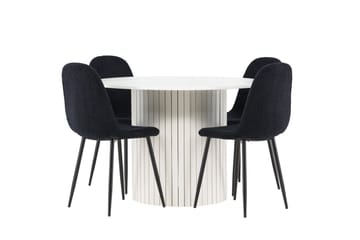 Härön Spisegruppe 110 cm Rund med 4 Polar stoler - Hvid/Sort - Møbler - Bord - Spisegrupper