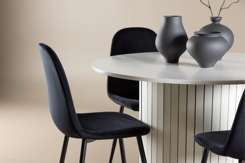Härön Spisegruppe 110 cm Rund med 4 Polar stoler - Hvid/Sort - Møbler - Bord - Spisegrupper