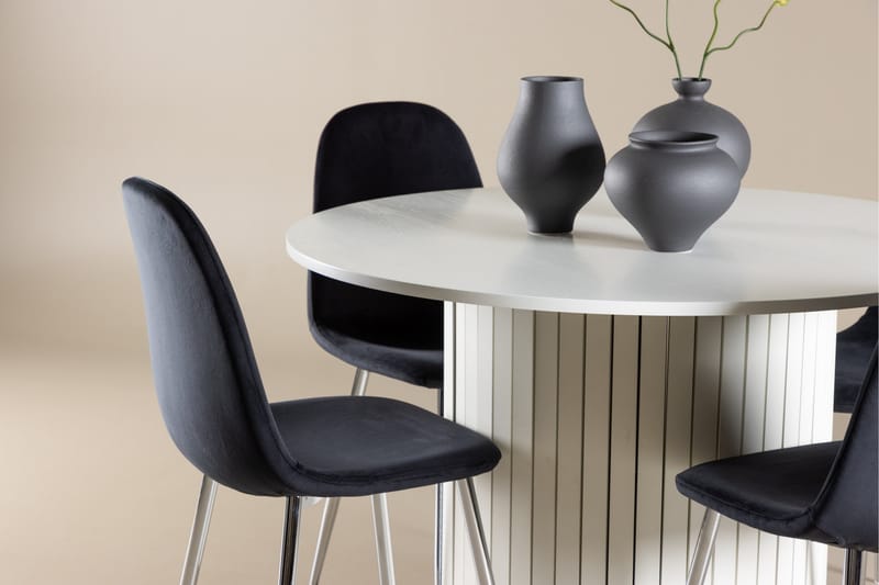 Härön Spisegruppe 110 cm Rund med 4 Polar stoler - Hvid/Sort - Møbler - Bord - Spisegrupper