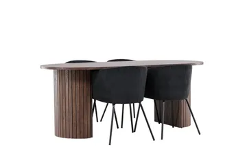 Härön Spisegruppe 200 cm Oval med 4 Berit stoler - Mocca/Sort - Møbler - Bord - Spisegrupper