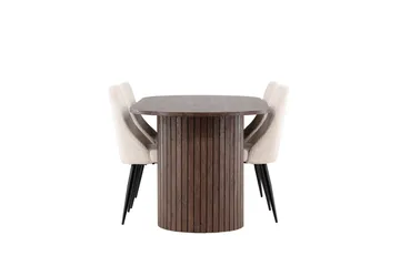 Härön Spisegruppe 200 cm Oval med 4 Leone stoler - Mocca/Beige - Møbler - Bord - Spisegrupper