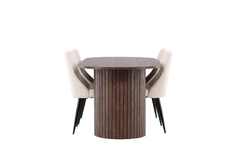 Härön Spisegruppe 200 cm Oval med 4 Leone stoler - Mocca/Beige - Møbler - Bord - Spisegrupper