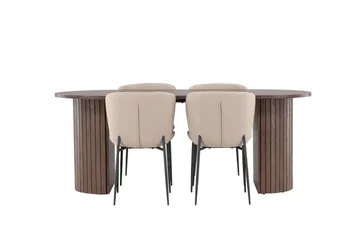 Härön Spisegruppe 200 cm Oval med 4 Modesto stoler - Mocca/Beige - Møbler - Bord - Spisegrupper