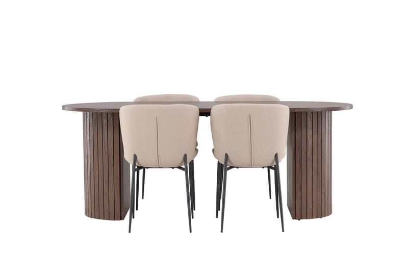 Härön Spisegruppe 200 cm Oval med 4 Modesto stoler - Mocca/Beige - Møbler - Bord - Spisegrupper