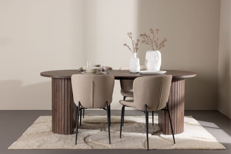 Härön Spisegruppe 200 cm Oval med 4 Modesto stoler - Mocca/Beige - Møbler - Bord - Spisegrupper