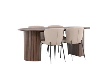 Härön Spisegruppe 200 cm Oval med 4 Modesto stoler - Mocca/Beige - Møbler - Bord - Spisegrupper