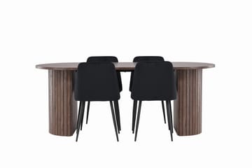 Härön Spisegruppe 200 cm Oval med 4 Night stoler - Mocca/Sort - Møbler - Bord - Spisegrupper
