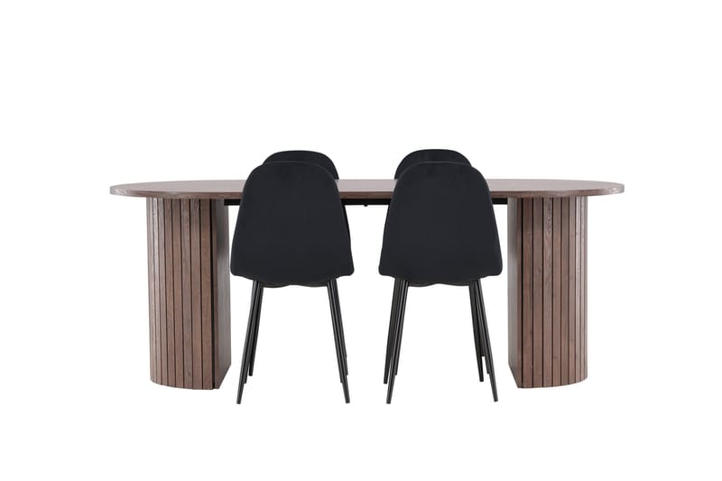 Härön Spisegruppe 200 cm Oval med 4 Polar stoler - Mocca/Sort - Møbler - Bord - Spisegrupper