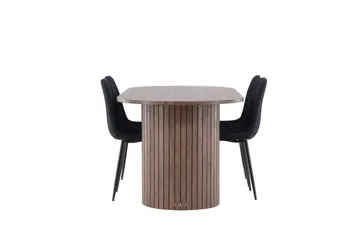 Härön Spisegruppe 200 cm Oval med 4 Polar stoler - Mocca/Sort - Møbler - Bord - Spisegrupper