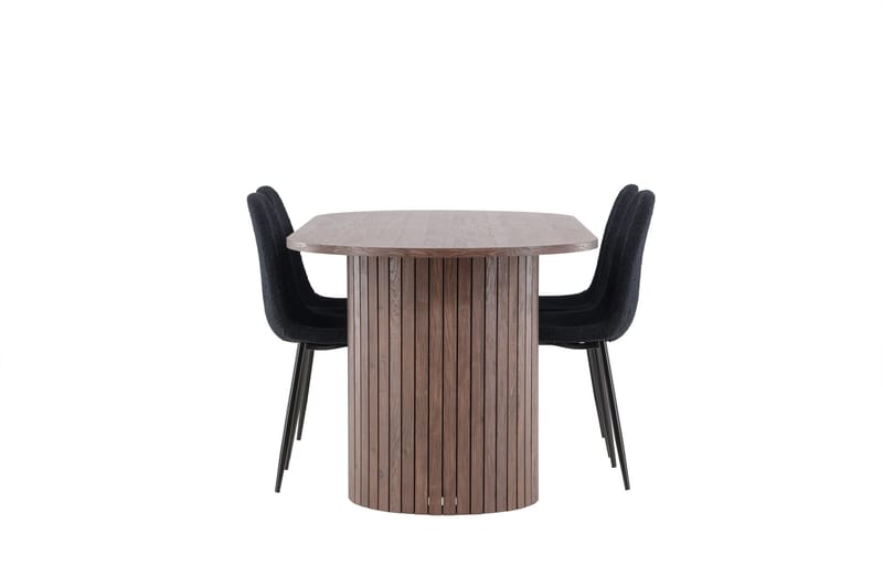 Härön Spisegruppe 200 cm Oval med 4 Polar stoler - Mocca/Sort - Møbler - Bord - Spisegrupper