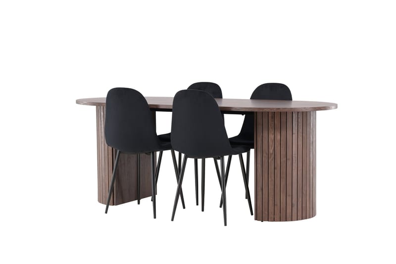 Härön Spisegruppe 200 cm Oval med 4 Polar stoler - Mocca/Sort - Møbler - Bord - Spisegrupper