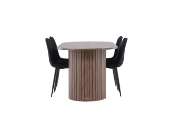Härön Spisegruppe 200 cm Oval med 4 Polar stoler - Mocca/Sort - Møbler - Bord - Spisegrupper