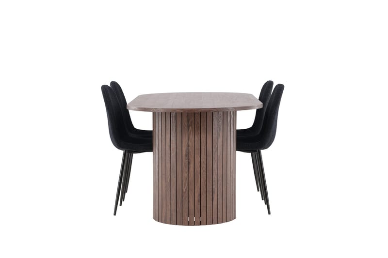 Härön Spisegruppe 200 cm Oval med 4 Polar stoler - Mocca/Sort - Møbler - Bord - Spisegrupper