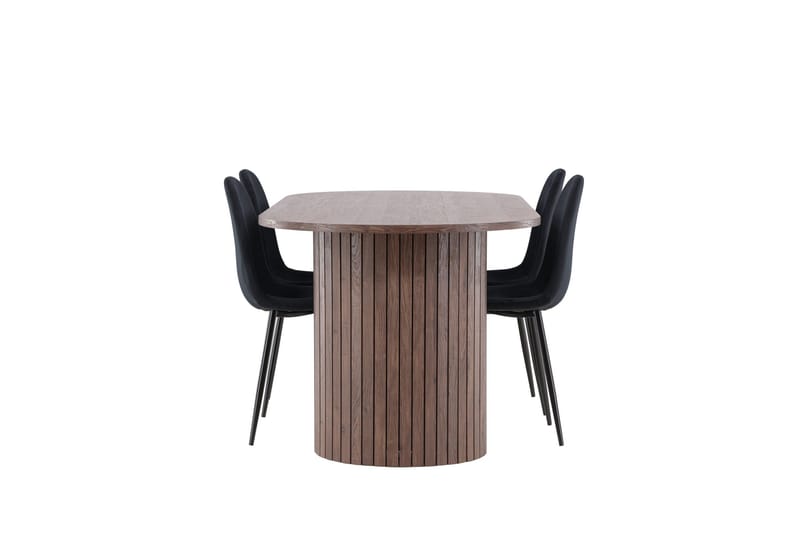 Härön Spisegruppe 200 cm Oval med 4 Polar stoler - Mocca/Sort - Møbler - Bord - Spisegrupper