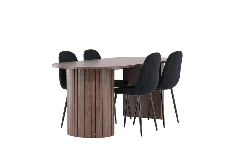 Härön Spisegruppe 200 cm Oval med 4 Polar stoler - Mocca/Sort - Møbler - Bord - Spisegrupper