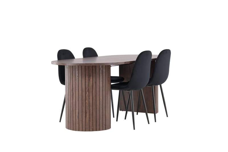 Härön Spisegruppe 200 cm Oval med 4 Polar stoler - Mocca/Sort - Møbler - Bord - Spisegrupper