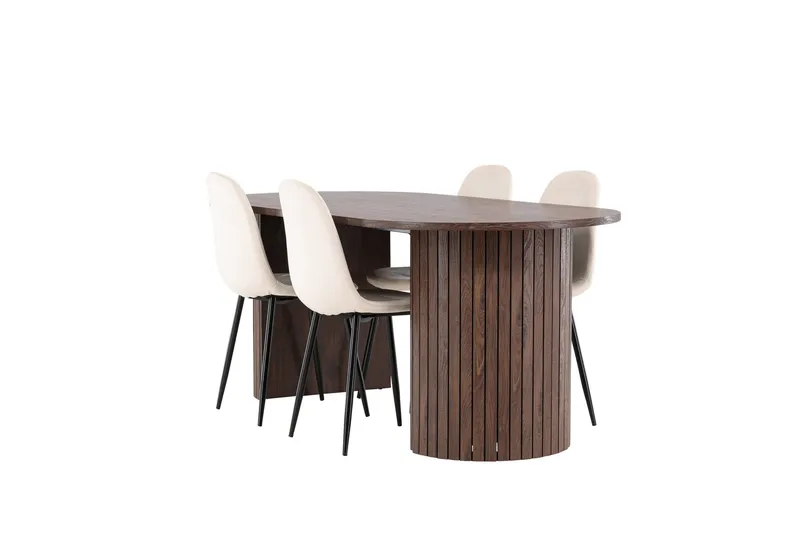 Härön Spisegruppe 200 cm Oval med 4 Polar stoler, Mocca/Beige