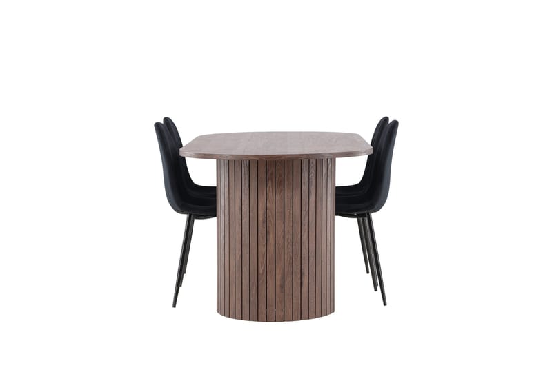 Härön Spisegruppe 200 cm Oval med 4 Polar stoler - Mocca/Sort - Møbler - Bord - Spisegrupper