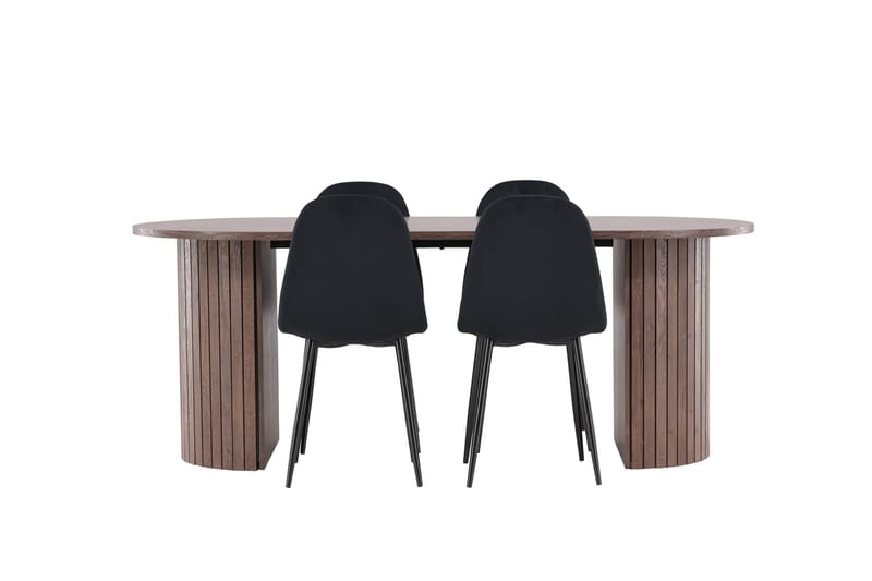 Härön Spisegruppe 200 cm Oval med 4 Polar stoler - Mocca/Sort - Møbler - Bord - Spisegrupper