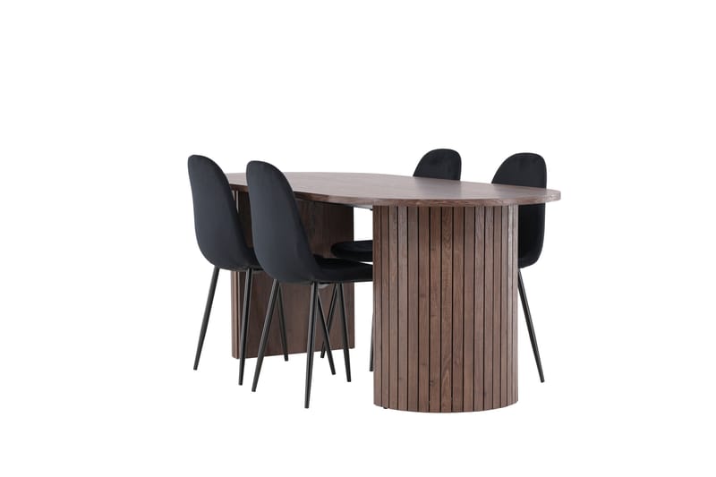 Härön Spisegruppe 200 cm Oval med 4 Polar stoler - Mocca/Sort - Møbler - Bord - Spisegrupper