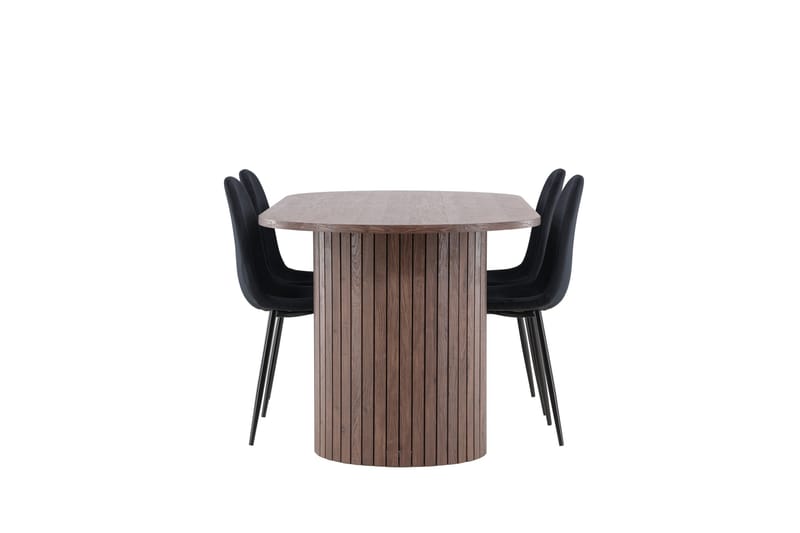 Härön Spisegruppe 200 cm Oval med 4 Polar stoler - Mocca/Sort - Møbler - Bord - Spisegrupper