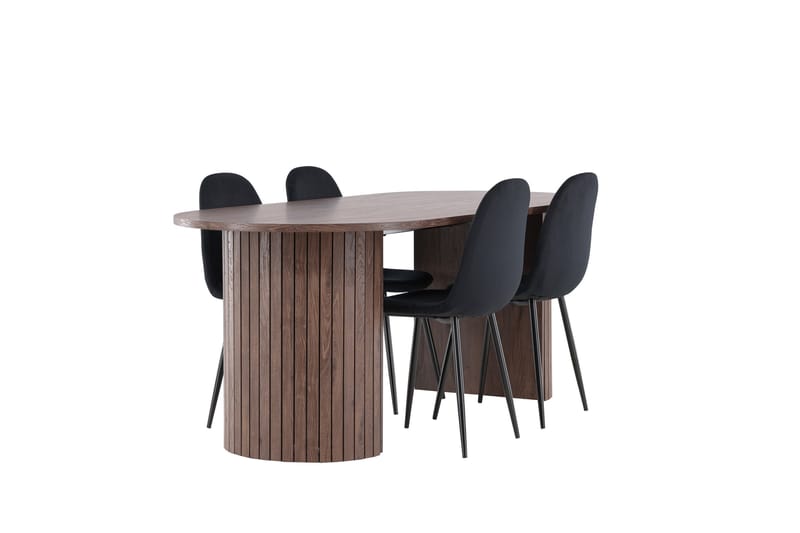 Härön Spisegruppe 200 cm Oval med 4 Polar stoler - Mocca/Sort - Møbler - Bord - Spisegrupper