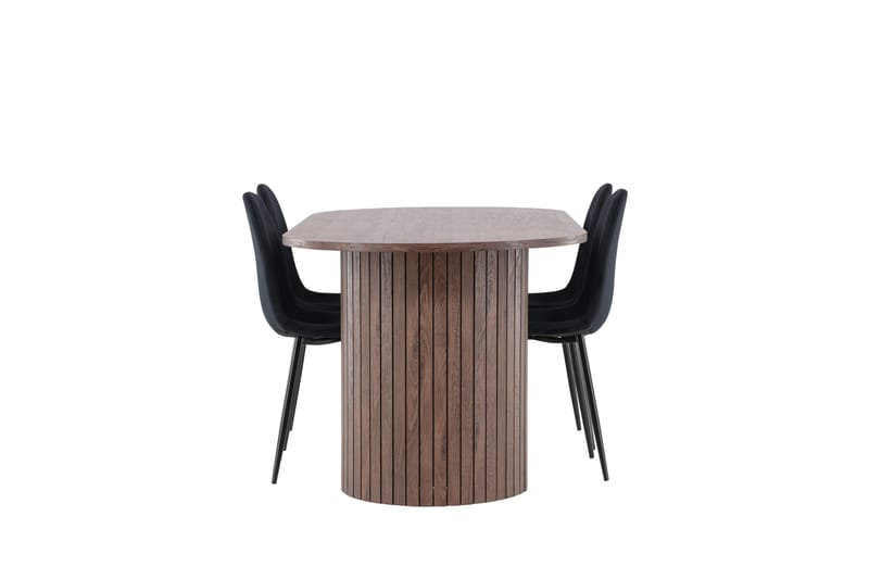 Härön Spisegruppe 200 cm Oval med 4 Polar stoler - Mocca/Sort - Møbler - Bord - Spisegrupper