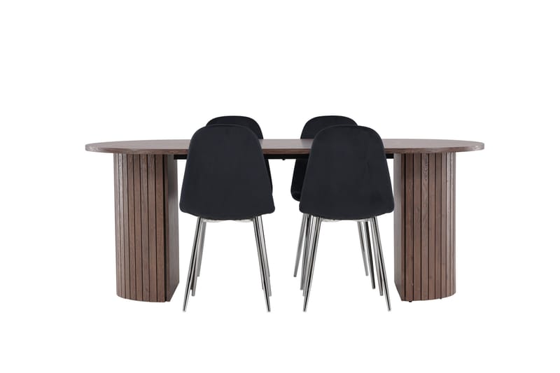 Härön Spisegruppe 200 cm Oval med 4 Polar stoler - Mocca/Sort - Møbler - Bord - Spisegrupper