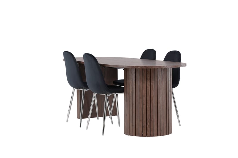 Härön Spisegruppe 200 cm Oval med 4 Polar stoler - Mocca/Sort - Møbler - Bord - Spisegrupper