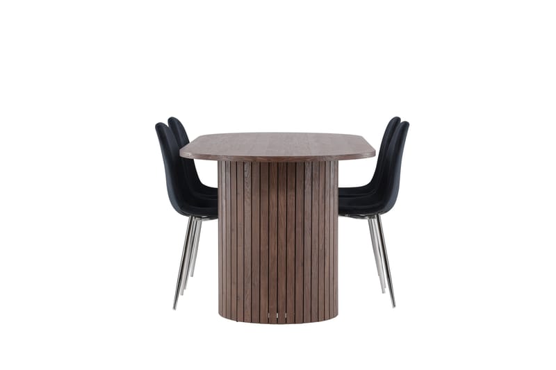 Härön Spisegruppe 200 cm Oval med 4 Polar stoler - Mocca/Sort - Møbler - Bord - Spisegrupper